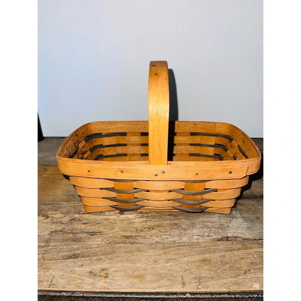 LONGABERGER 1992 Harvest Gathering Basket w/ Single Handle Signed & Dated Vtg